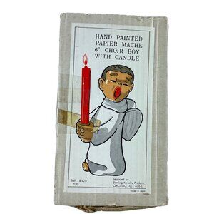 Vintage Candleholder Christmas Decor Choir Boy Angel  Paper Mache Hand Painted